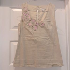 Light khaki sleeveless cotton blouse